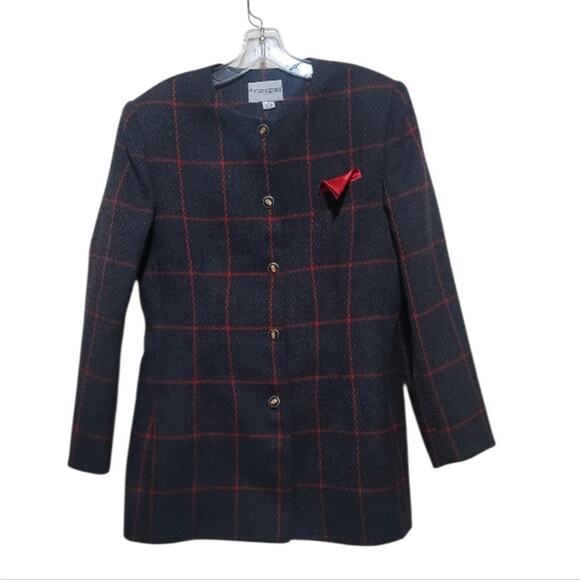 John Meyer Of Norwich Vintage Woolblend Gray and Red Coat Size 10 - Picture 1 of 9